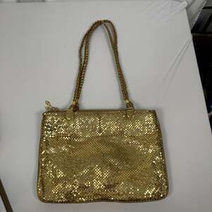 Whiting & Davis Vintage Gold Mesh Braided Strap Shoulder Bag